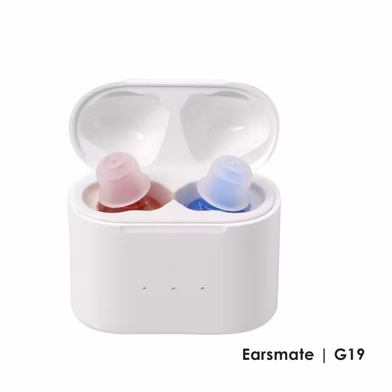 Earsmate Pocket wiederaufladbares tragbares Gehäuse, kein programmierbares Axon Analog Cic, unsichtbares OTC-Hörgerät, günstiger Preis, digitales Ton-Hörverstärker-Geräteprodukt